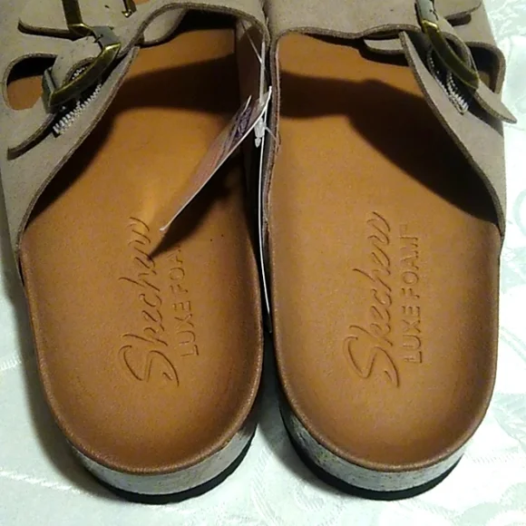 Skechers Luxe Foam Relaxed Fit Strap Sandals Size 10 Taupe cushioned comfort - Picture 5 of 8